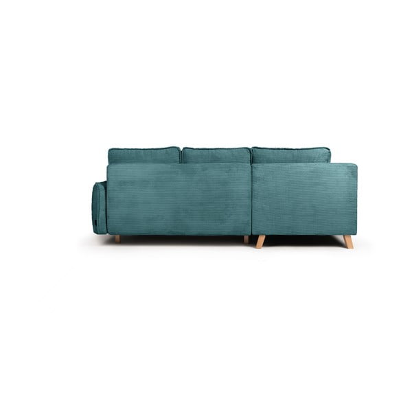 Iš kordinio velveto sulankstoma kampinė sofa turkio spalvos (su kairiuoju kampu) Tori – Bonami Selection-image-4