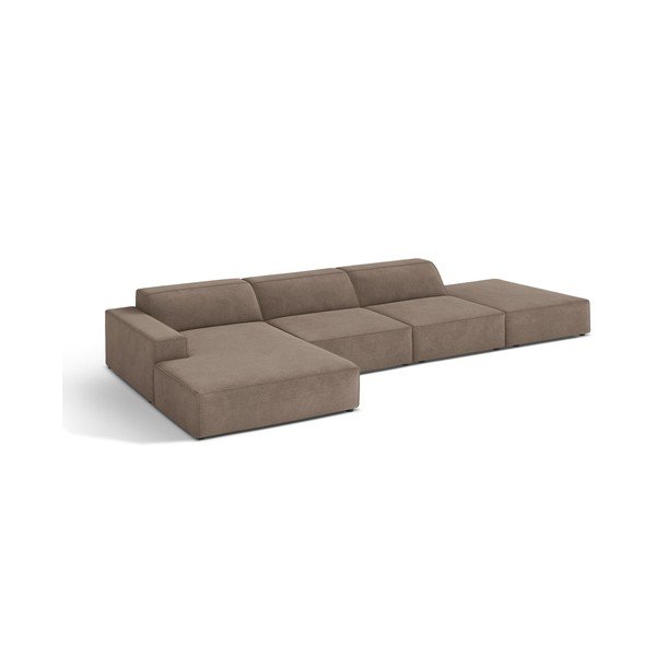 Smėlio spalvos modulinė kampinė sofa (su kairiuoju kampu/su gultu) Jodie – Micadoni -image-1