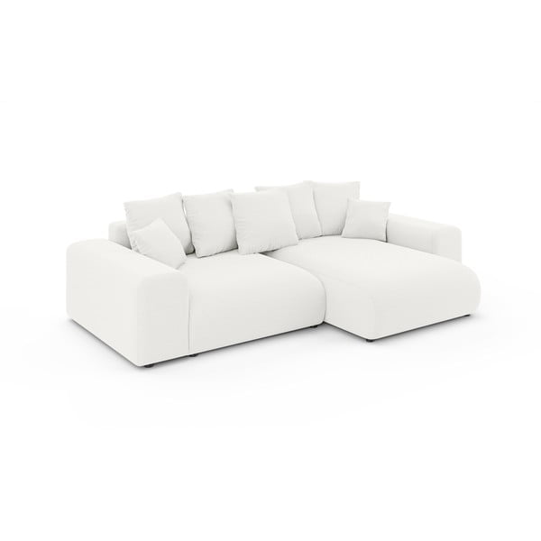 Baltos spalvos sulankstoma/su sandėliavimo vieta kampinė sofa (kintama) Luma – Ropez-image-2