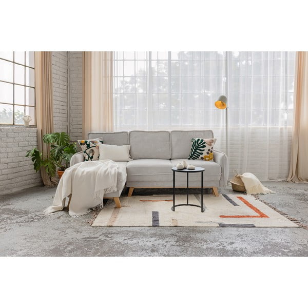 Sulankstoma (kintama) kampinė sofa smėlio spalvos iš kordinio velveto Tori – Bonami Selection-image-1