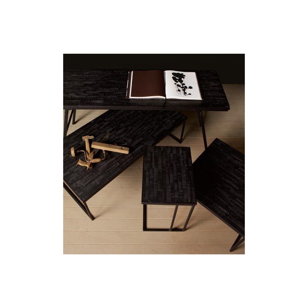 Juodas šoninis stalas su perdirbto tikmedžio stalviršiu BePureHome Shape-image-4