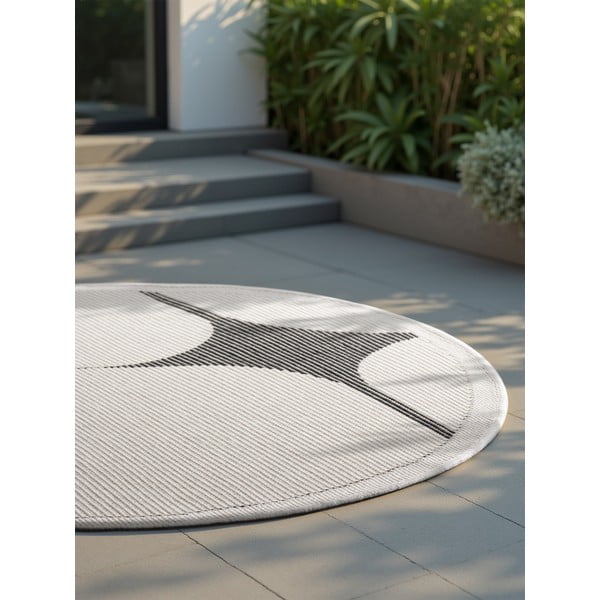 Juodos ir baltos spalvos apvalios formos lauko ir vidaus kilimas ø 160 cm Duet Bowen – NORTHRUGS-image-3