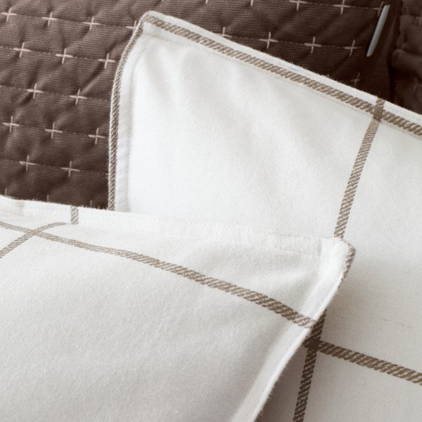 Kreminės spalvos/taupe spalvos iš flanelės viengulė patalynė 135x200 cm Brushed Regal Check – Bianca-image-3