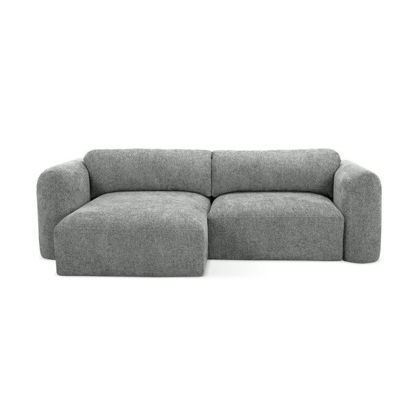 Pilkos spalvos iš šenilinio audinio sulankstoma/su sandėliavimo vieta kampinė sofa (su kairiuoju kampu/su gultu) Mele – Makamii