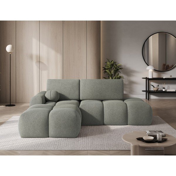 Žalios spalvos sulankstoma/su sandėliavimo vieta kampinė sofa iš boucle (su kairiuoju kampu/su gultu) Vittario – ELTAP-image-1
