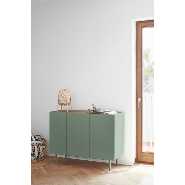 Žema šoninė spintelė žalios spalvos iš ąžuolo 110x85 cm Arista – Teulat-image-1