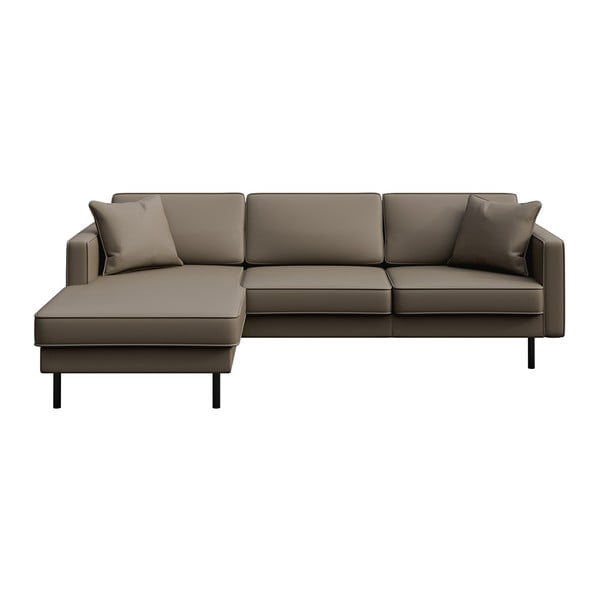 Kampinė sofa šviesiai rudos spalvos iš odos (su kairiuoju kampu) Kobo – MESONICA