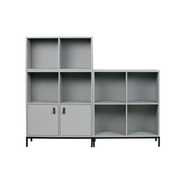 Iš pušies masyvo modulinė knygų spinta pilkos spalvos 81x81 cm Vt – vtwonen-image-2