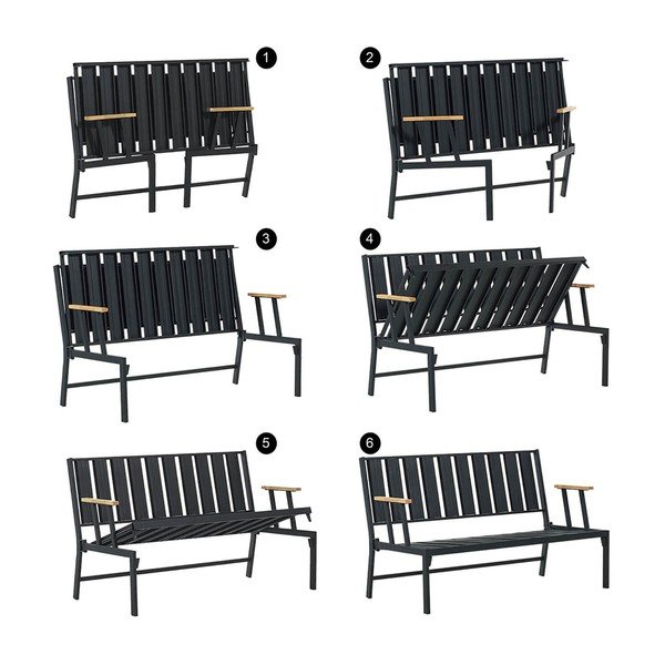 Iš metalo sodo sofa mėlynos spalvos Lotus – Floriane Garden-image-4