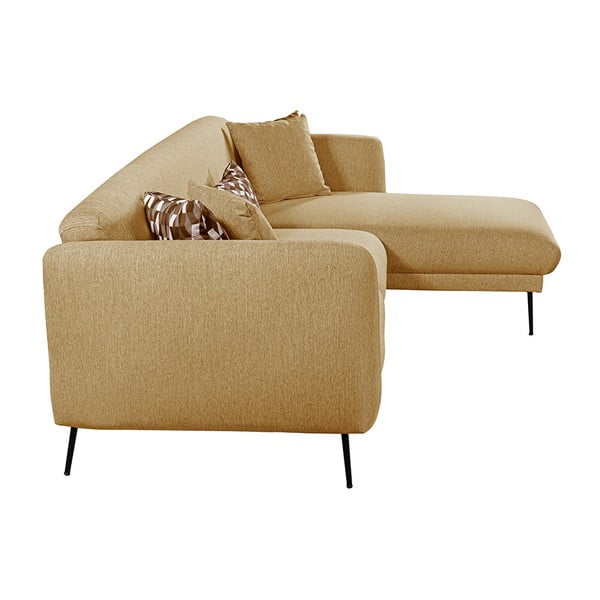 Geltona išskleidžiama kampinė sofa Pandia Home Madrid, dešinysis kampas-image-4