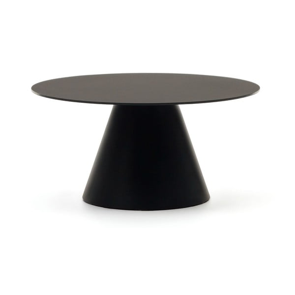 Apvalios formos kavos staliukas juodos spalvos su stikliniu stalviršiu ø 80 cm Wilshire – Kave Home