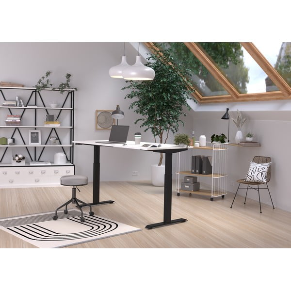 Elektra reguliuojamas aukštis rašomasis stalas su baltu stalviršiu 80x160 cm Jet – Germania-image-1