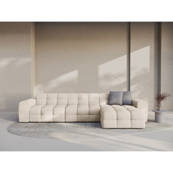 Smėlio spalvos kampinė sofa (su dešiniuoju kampu/su gultu) Kendal – Micadoni -image-1
