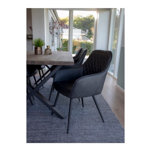 Tamsiai pilkos spalvos iš audinio valgomojo kėdžių komplektas su porankiais 2 vnt. Harbo – House Nordic-image-2