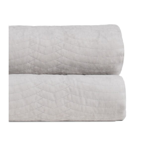 Kreminės spalvos iš velveto dygsniuota lovatiesė 180x260 cm – Ixia