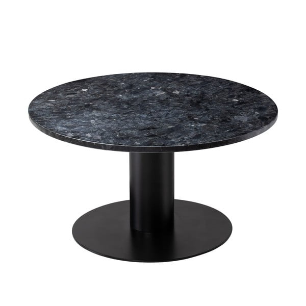 Juodo granito kavos staliukas su juodos spalvos pagrindu RGE Pepo, ⌀ 85 cm