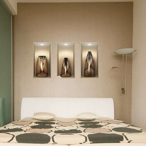 3 lipdukų rinkinys su 3D efektu Ambiance Wooden Vases-image-1
