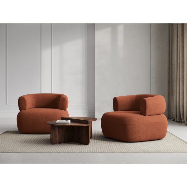 Iš boucle krėslas raudonos plytų spalvos Jenny – Micadoni Home-image-1