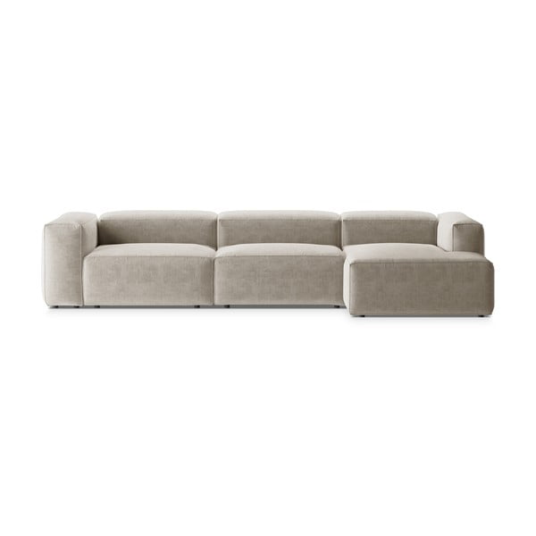 Smėlio spalvos kampinė sofa (su dešiniuoju kampu/su gultu) Bergamo – Cosmopolitan Design