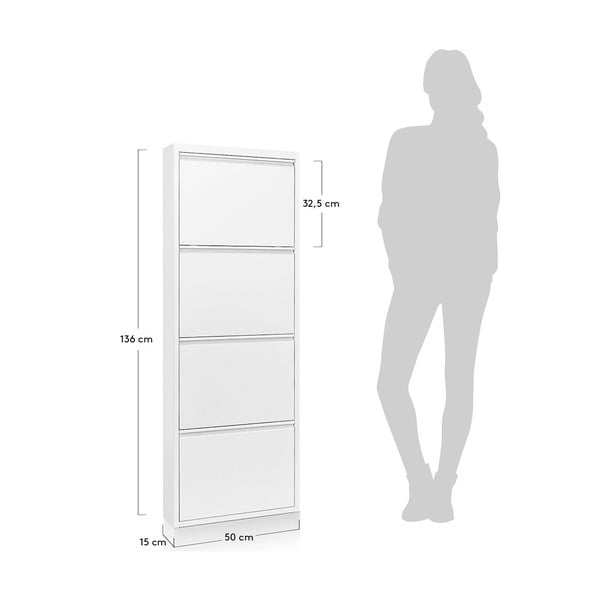 Baltos spalvos iš metalo atlenkiama spintelė batams 50x136x15 cm Ode – Kave Home-image-4