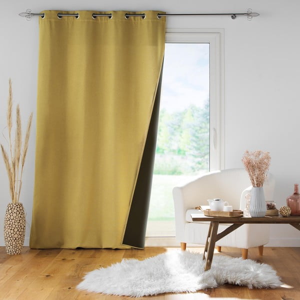 Garso izoliacija užuolaida geltonos spalvos 140x260 cm Jupiter – douceur d'intérieur-image-3