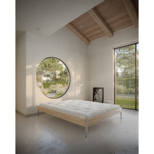 Iš pušies masyvo dvigulė lova natūralios spalvos su lovos grotelėmis 180x200 cm Core – Karup Design-image-1