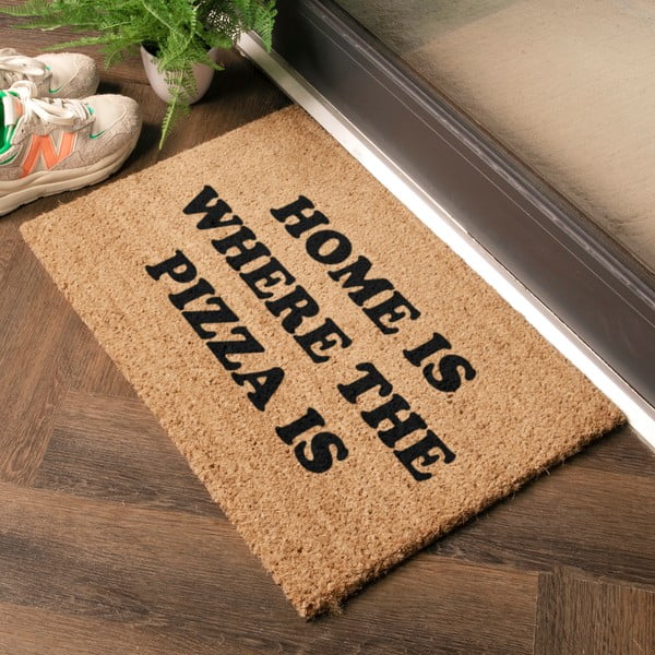 Iš kokoso pluošto grindų kilimėlis 40x60 cm Home Is Where the Pizza Is – Artsy Doormats-image-1