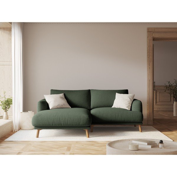Žalios spalvos kampinė sofa (su kairiuoju kampu/su gultu) Naomi – Micadoni -image-1