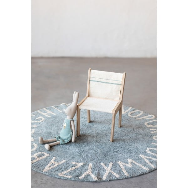 Skalbiamas/rankų darbo iš medvilnės vaikiškas kilimas šviesiai mėlynos spalvos ø150 cm ABC Vintage Blue – Lorena Canals-image-1