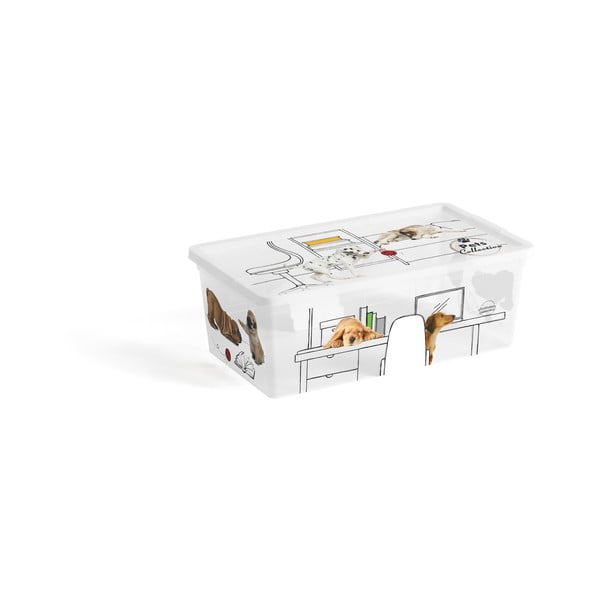 Baltos spalvos iš plastiko daiktadėžė su dangčiu 34x19x12 cm C Box Style – KIS