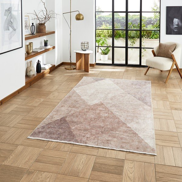 Skalbiamas iš medvilnės mišinio kilimas šviesiai rudos spalvos 60x170 cm Whisper – Think Rugs-image-1