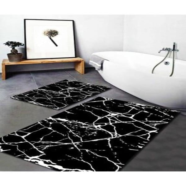 Vonios kilimėliai baltos spalvos/juodos spalvos 2 vnt. 60x100 cm Cracks – Mila Home-image-1