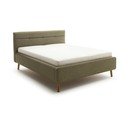 Žalios spalvos dvigulė lova audiniu dengta su sandėliavimo vieta su lovos grotelėmis 160x200 cm Lotte – Meise Möbel