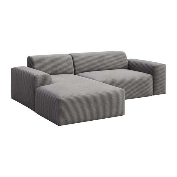 Pilkos spalvos iš kordinio velveto kampinė sofa (su kairiuoju kampu/su gultu) Villet – Rodier-image-2