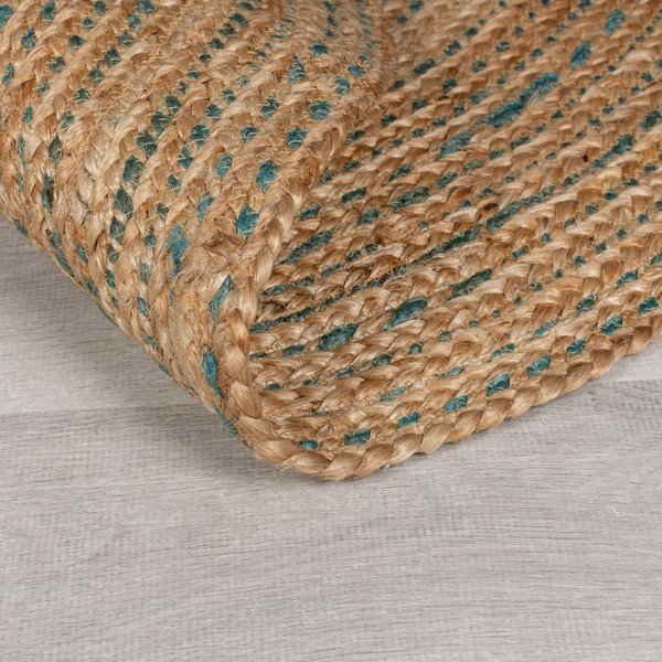 Iš džiuto apvalios formos kilimas mėlynos spalvos/natūralios spalvos ø 133 cm Capri – Flair Rugs-image-3