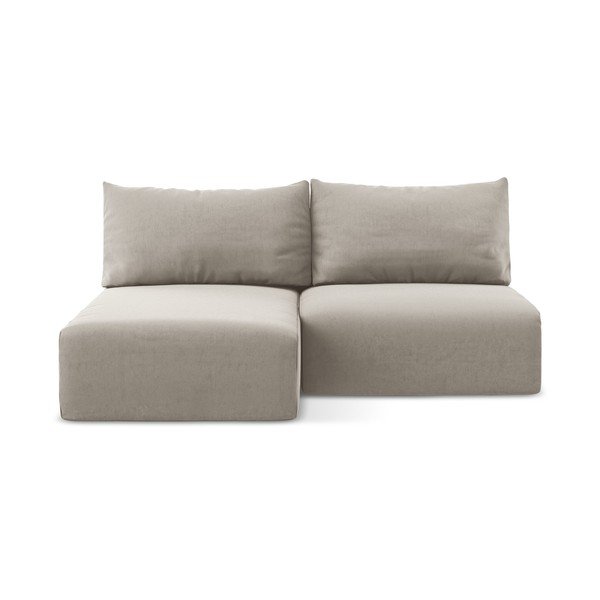 Taupe spalvos sulankstoma/su sandėliavimo vieta kampinė sofa iš velveto (su kairiuoju kampu/su gultu) Kalena – Makamii