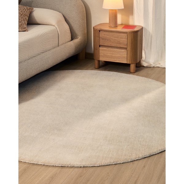 Kreminės spalvos apvalios formos kilimas ø 200 cm Empuries – Kave Home-image-2
