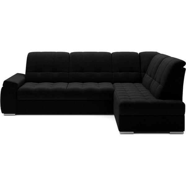 Juodos spalvos sulankstoma/su sandėliavimo vieta kampinė sofa (su dešiniuoju kampu/„L“ formos) Sado – ELTAP