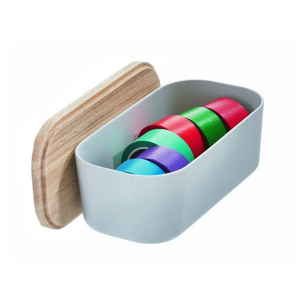 Pilka dėžutė su dangteliu pagaminta iš paulovnijos medienos iDesign Eco, 9 x 18,3 cm-image-3