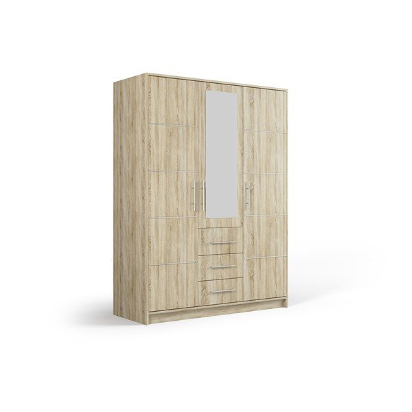 Ąžuolo dekoro spinta su veidrodžiu 147x200 cm Derry - Cosmopolitan Design-image-2