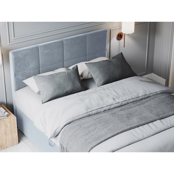 Blyškios mėlynos spalvos aksominė dvigulė lova Mazzini Beds Mimicry, 160 x 200 cm-image-1