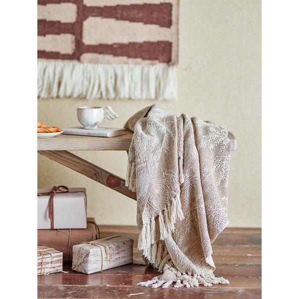 Šviesiai rudos spalvos antklodė ir pledas 130x160 cm Gabriela – Bloomingville-image-1