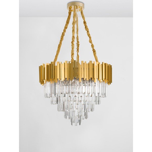 Auksinės spalvos iš metalo kabantis šviestuvas ø 73 cm su krištoliniu gaubtu Grane – Nova Luce-image-4