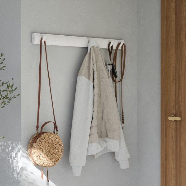 Matinės baltos spalvos iš pušies masyvo sieninė lentyna 81 cm Flip – Umbra-image-1