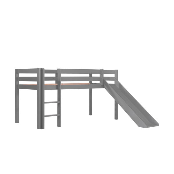 Pilka dviaukštė lova iš pušies medienos 90x200 cm PINO - Vipack-image-2