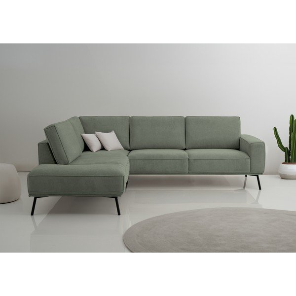 Žalios spalvos kampinė sofa iš šenilinio audinio (su kairiuoju kampu/„L“ formos) Amsterdam – Scandic-image-1