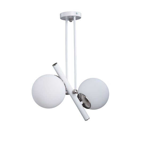 Kabantis šviestuvas baltos spalvos/sidabrinės spalvos ø 15 cm su stiklo gaubtu Libra – Squid Lighting