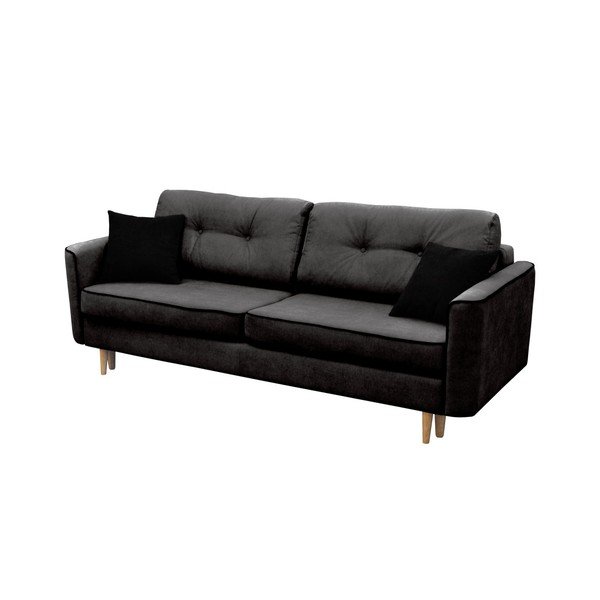 Juoda trivietė sofa-lova su šviesiomis kojomis Mazzini Sofos Ivy-image-1