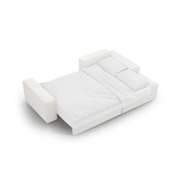 Iš boucle sulankstoma kampinė sofa baltos spalvos (su dešiniuoju kampu) Jodie – Micadoni Home-image-4