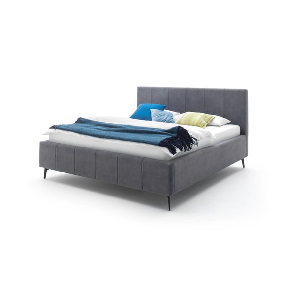 Antracito spalvos dvigulė lova audiniu dengta su sandėliavimo vieta su lovos grotelėmis 180x200 cm Lizzano – Meise Möbel-image-4